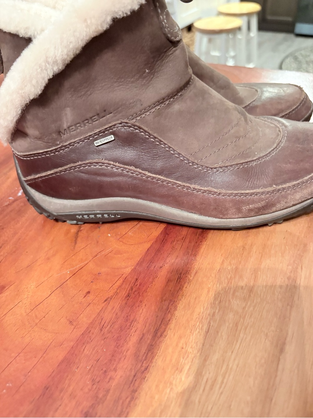 Merrell Brown Shearling-Lined Waterproof Women's Ankle Boots